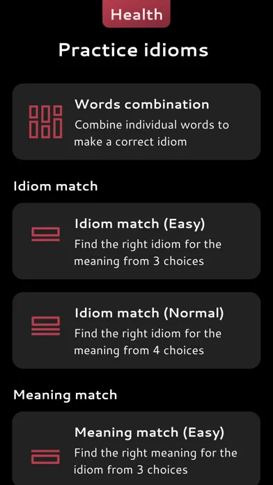 Tangkapan skrin English Health Idioms