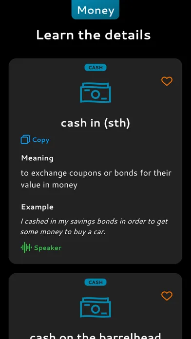 Capturas de tela do English Money Idioms