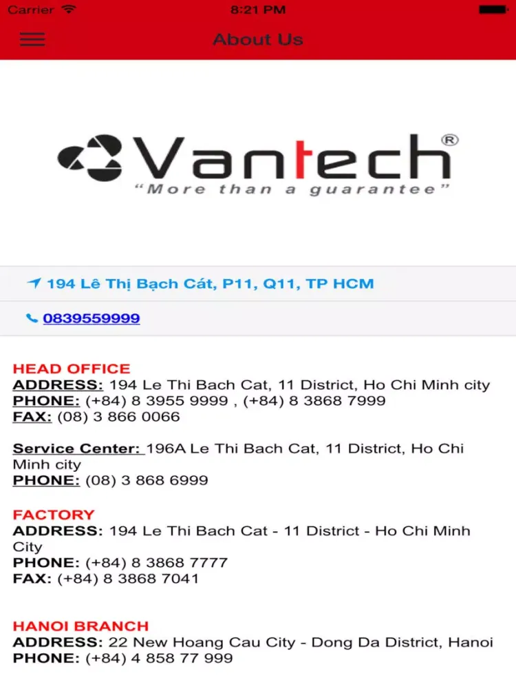 Tangkapan skrin Vantech Catalogue iPad 