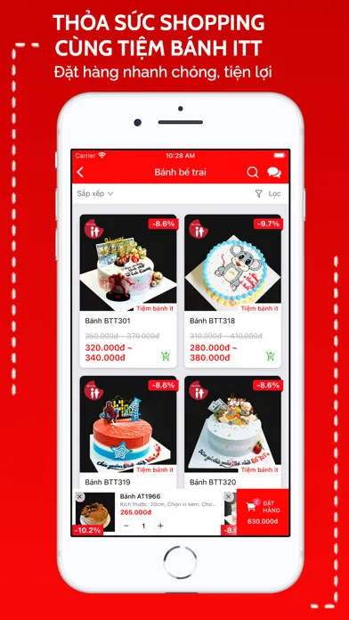 Capturas de tela do Tiembanhitt - Đặt bánh online