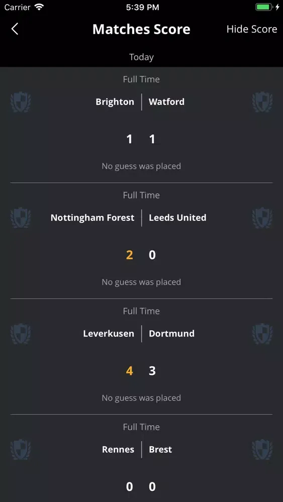 Ảnh chụp màn hình của Up Next Score: Soccer matches