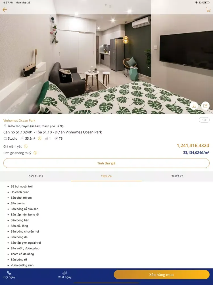 Tangkapan skrin Vinhomes Online iPad 