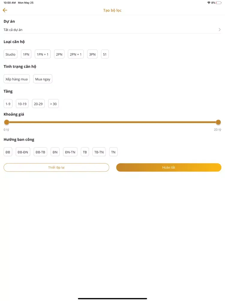 Tangkapan skrin Vinhomes Online iPad 