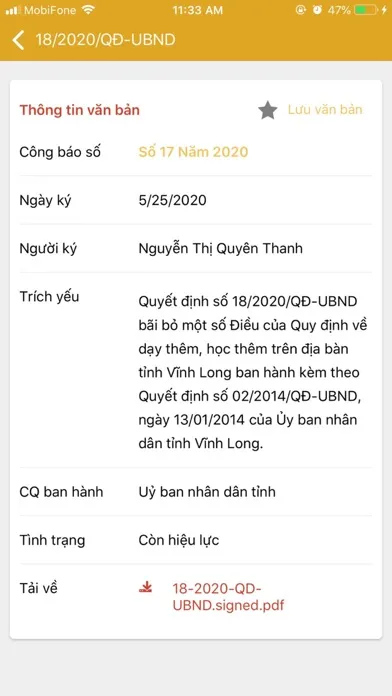 Tangkapan layar Công Báo Vĩnh Long