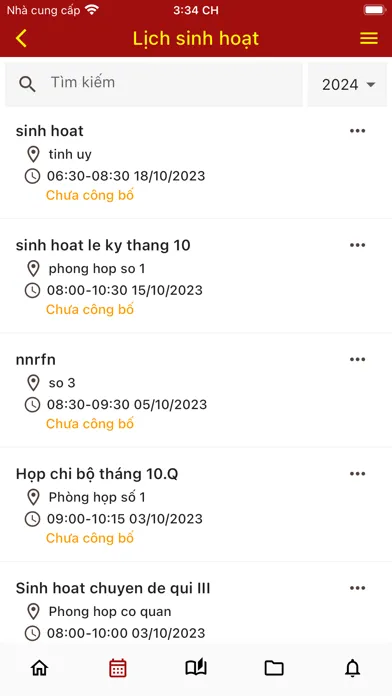 Capturas de tela do Sổ tay Đảng viên Tiền Giang