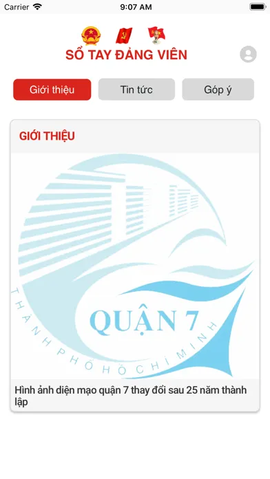 Screenshot di Sổ tay Đảng viên Quận 7