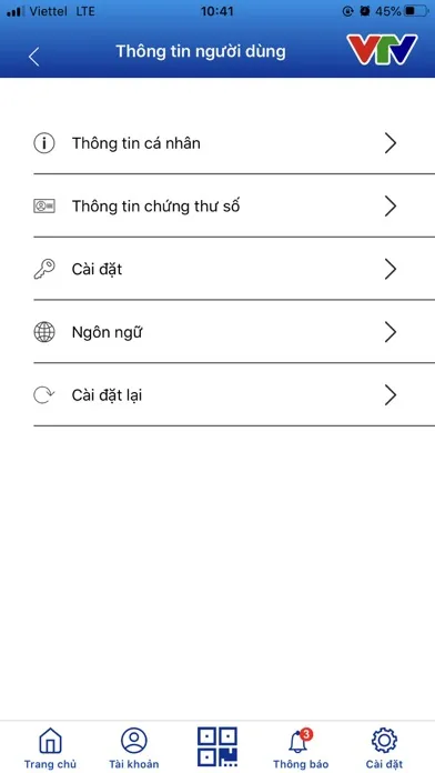 Tangkapan skrin VTV Ký Số