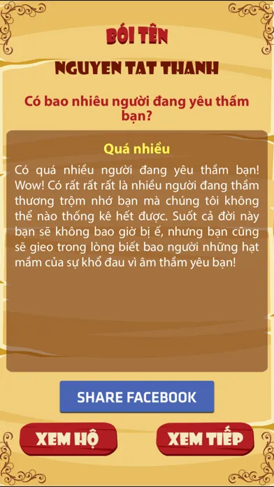 Capturas de tela do Boi ten - Boi tinh yeu - Bói tên - Bói tình yêu