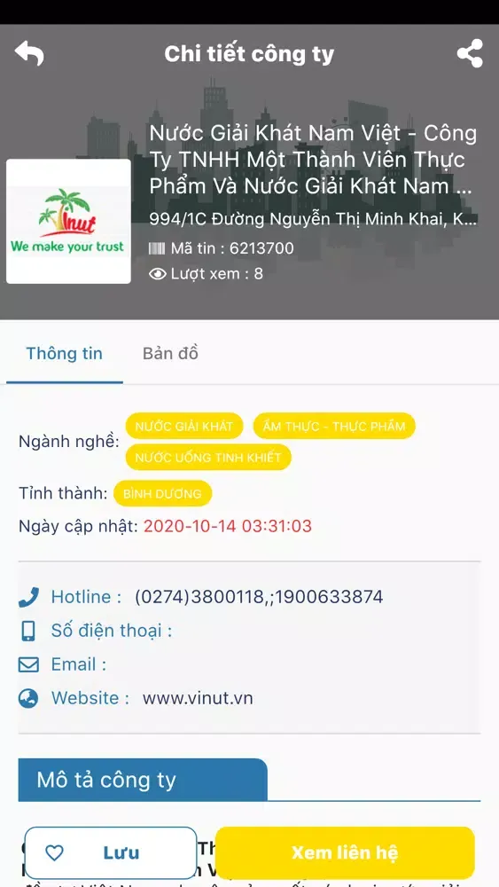 Tangkapan skrin YP Những trang vàng VN