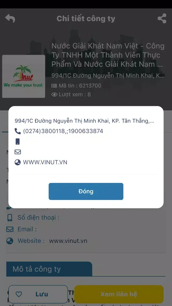 Tangkapan skrin YP Những trang vàng VN