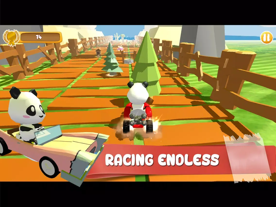 Capturas de tela do Panda Brakes: Cartoon of puppy racing and running downhill for kids game iPad 