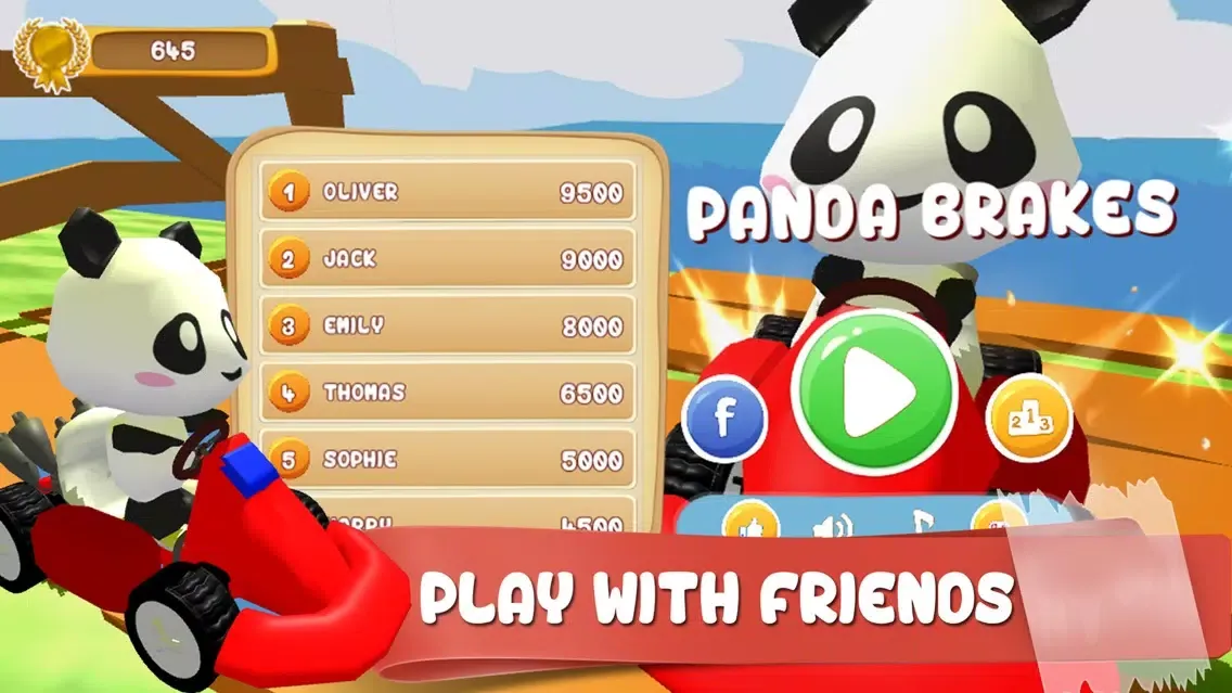 Capturas de tela do Panda Brakes: Cartoon of puppy racing and running downhill for kids game