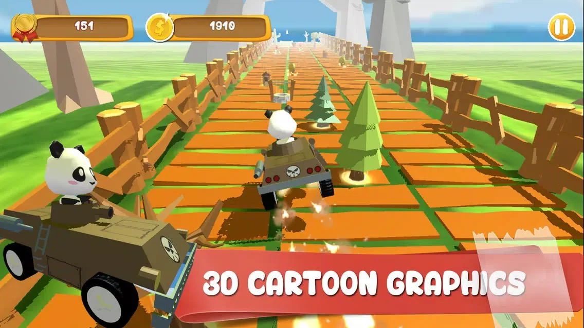 Capturas de tela do Panda Brakes: Cartoon of puppy racing and running downhill for kids game