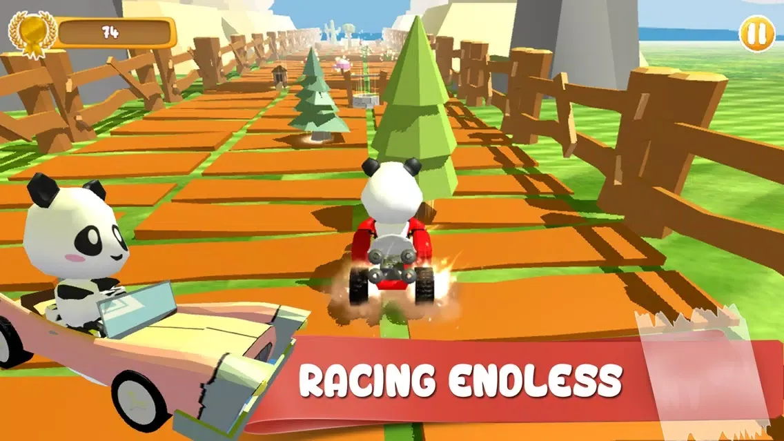 Capturas de tela do Panda Brakes: Cartoon of puppy racing and running downhill for kids game