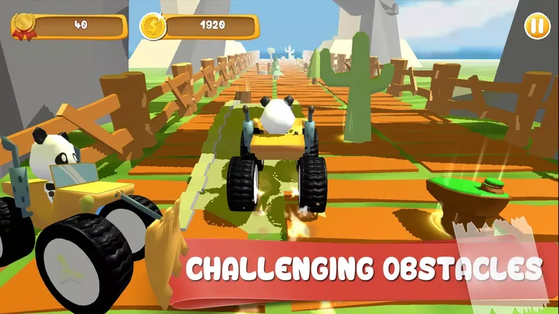 Capturas de tela do Panda Brakes: Cartoon of puppy racing and running downhill for kids game