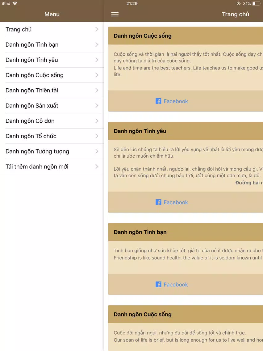 Danh ngôn - Lời hay ý đẹp iPad  سکرین شاٹس