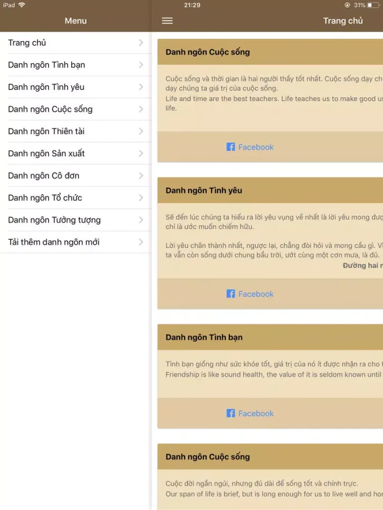 Tangkapan layar Danh ngôn - Lời hay ý đẹp iPad 