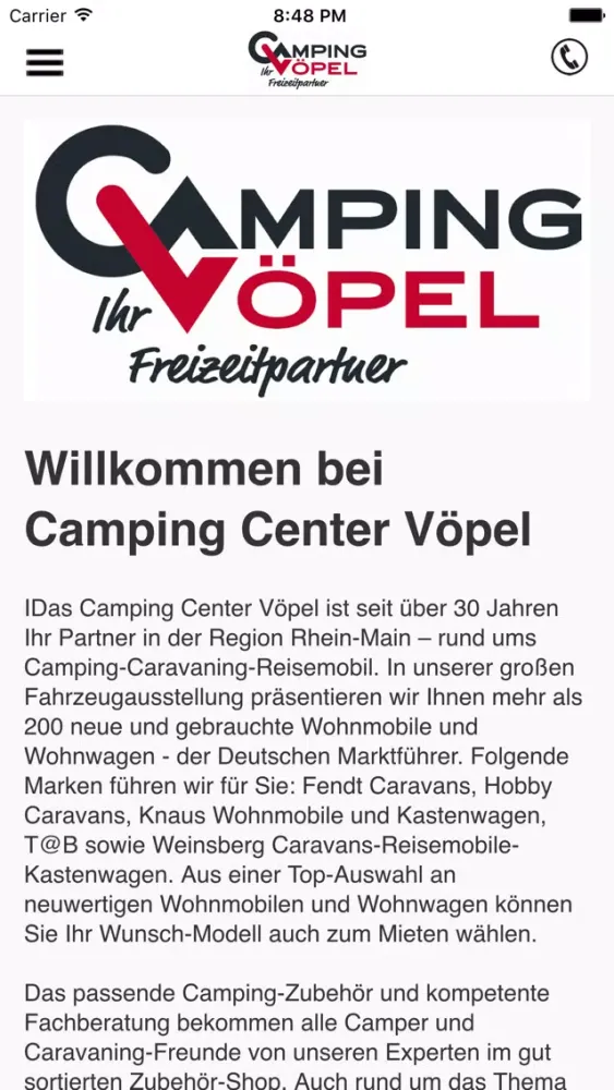 Camping Center Vöpel GmbH スクリーンショット
