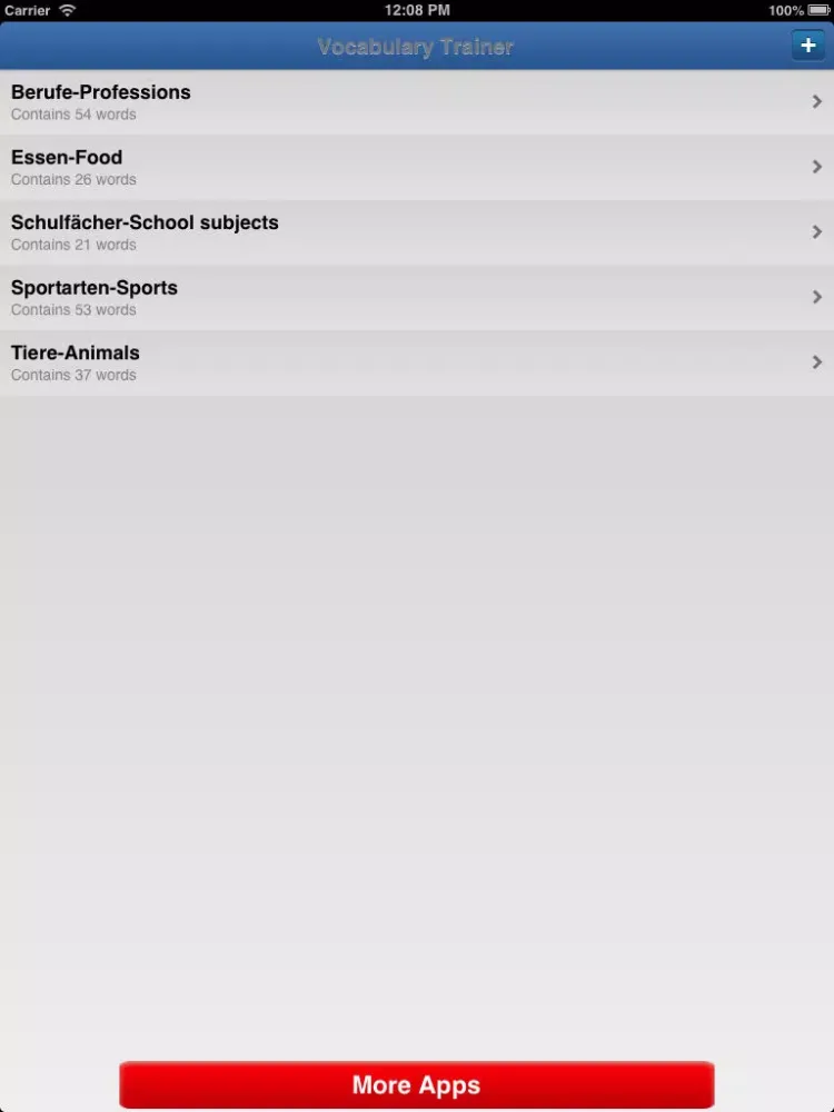 Captures d'écran de English-German Vocabulary Trainer for Beginners: Animals, School, Sports, Food, Professions and more iPad 