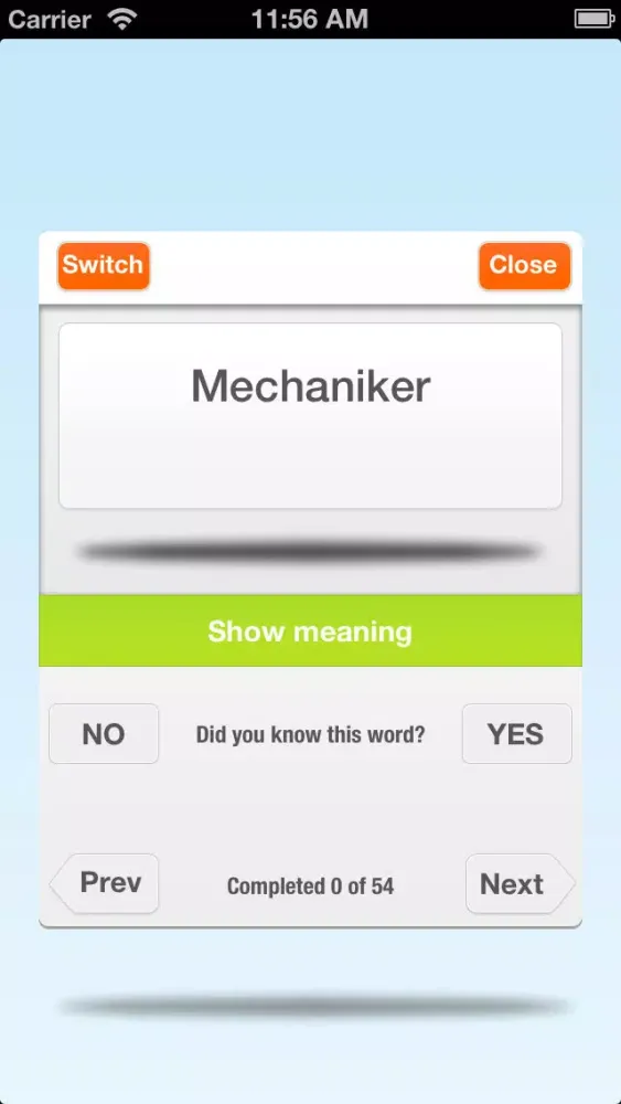 Captures d'écran de English-German Vocabulary Trainer for Beginners: Animals, School, Sports, Food, Professions and more