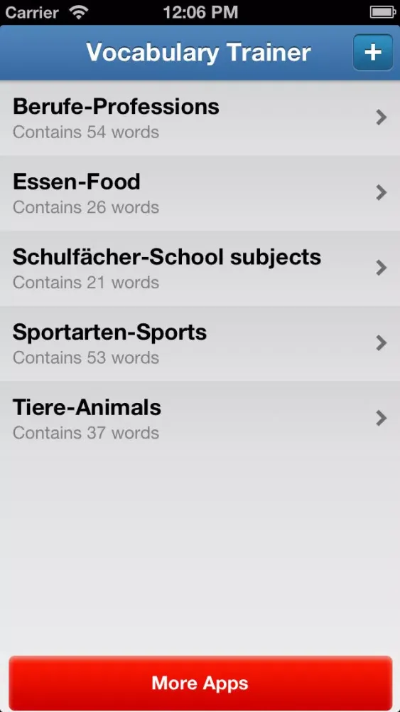 Captures d'écran de English-German Vocabulary Trainer for Beginners: Animals, School, Sports, Food, Professions and more