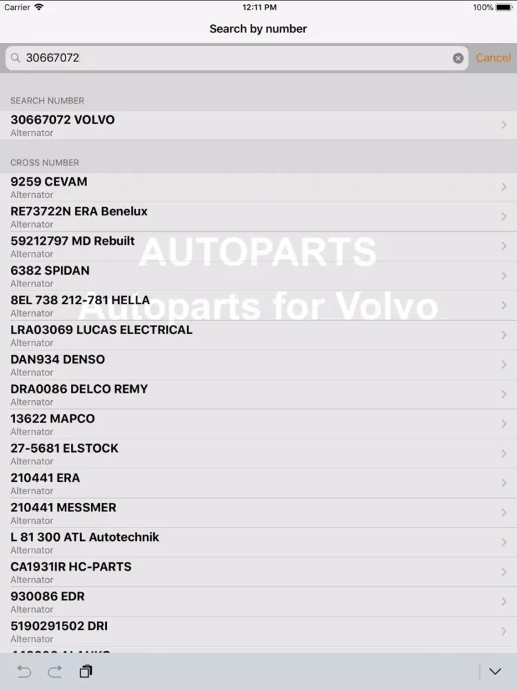 Autoparts for Volvo cars iPad 应用截图