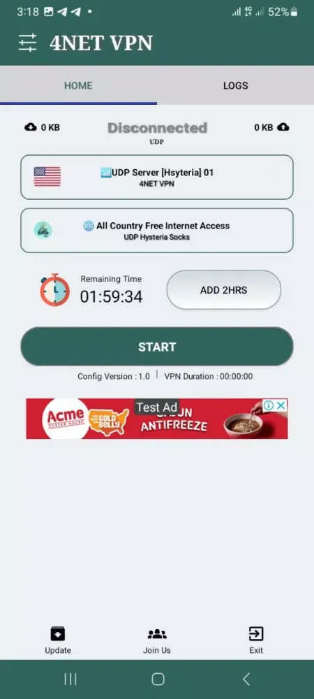 Capturas de pantalla de 4NET VPN
