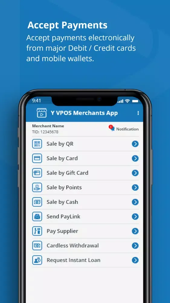 Captures d'écran de Y VPOS Merchants App