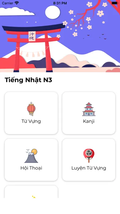 Tangkapan skrin Từ Vựng N3 Học Tiếng Nhật JLPT