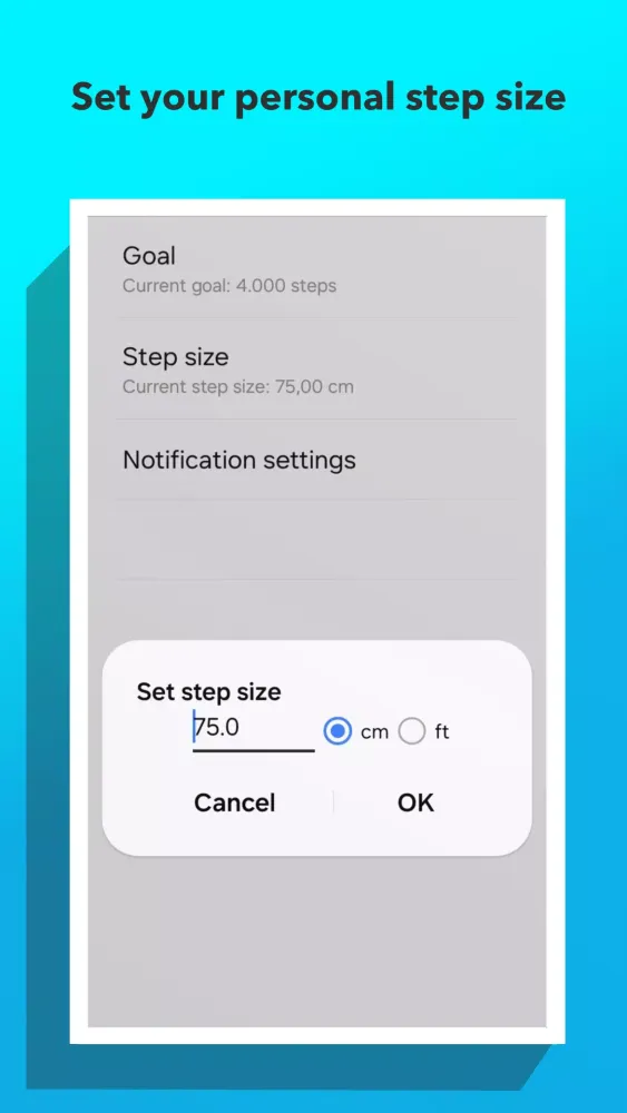 Capturas de tela do Pedometer