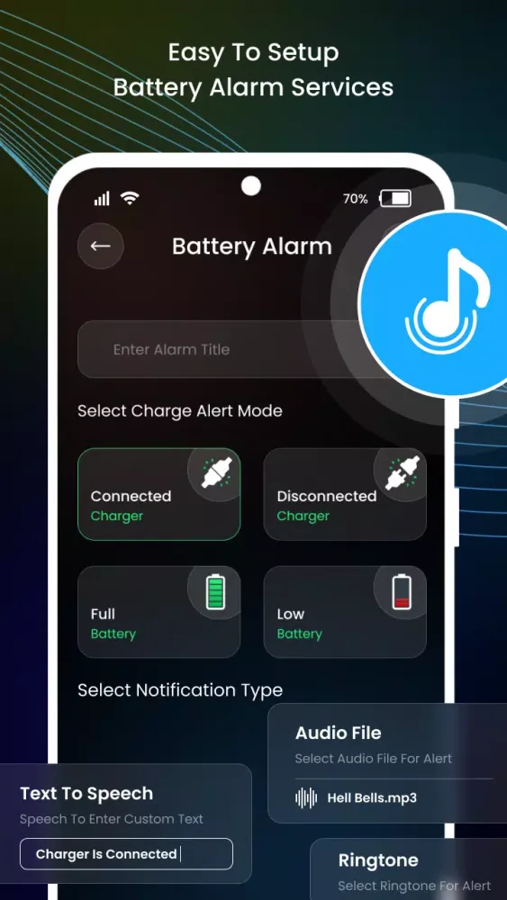 Battery Sound Alert Alarm سکرین شاٹس