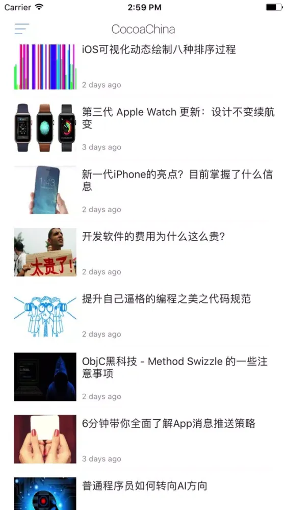 Скриншоты Cocoa文章阅读