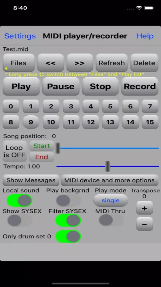 MIDI file player Ekran Görüntüleri
