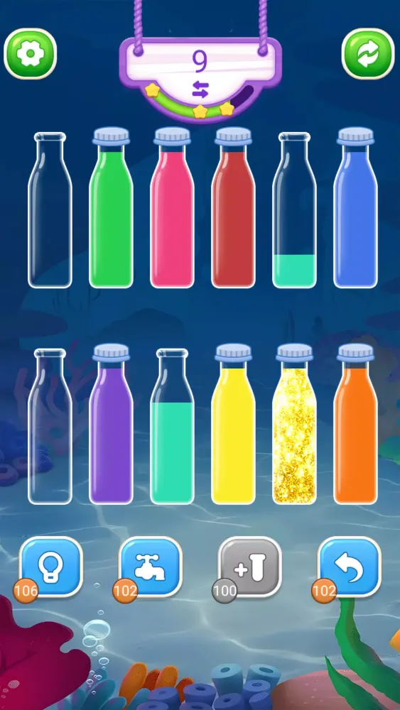 Tangkapan skrin Water Tube Sort Color Bottle