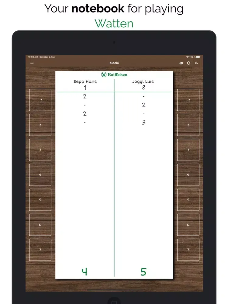 Tangkapan skrin Bleckl - Notebook Watten/Jass iPad 