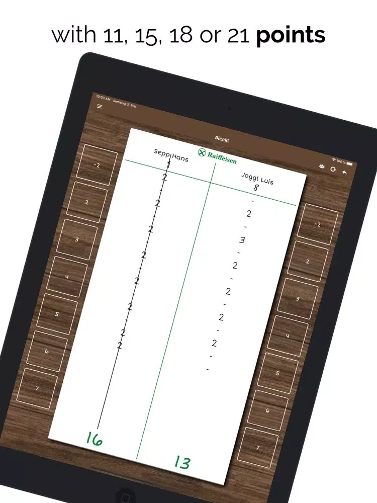 Tangkapan skrin Bleckl - Notebook Watten/Jass iPad 