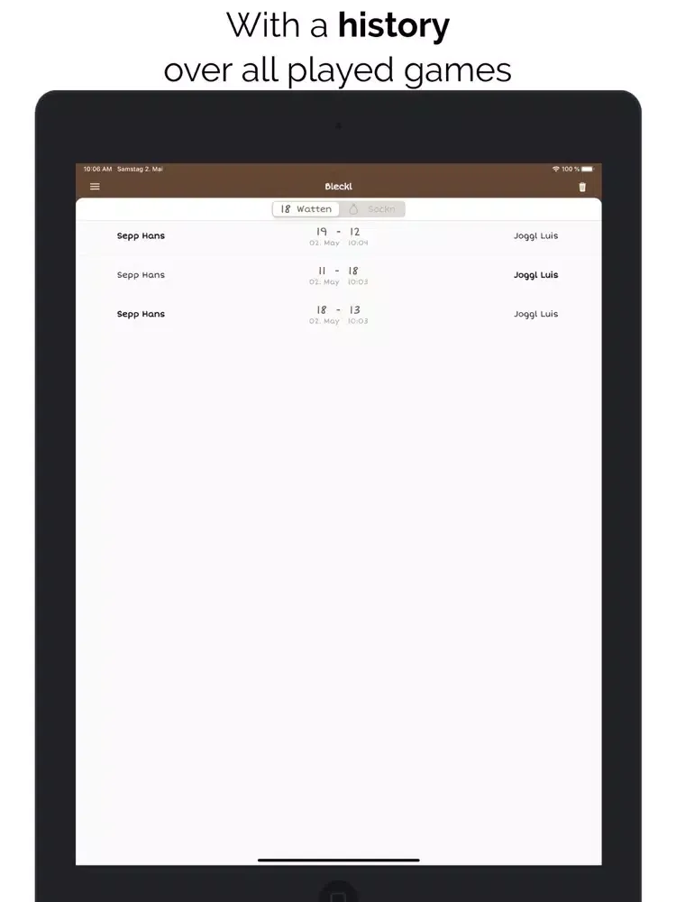 Tangkapan skrin Bleckl - Notebook Watten/Jass iPad 