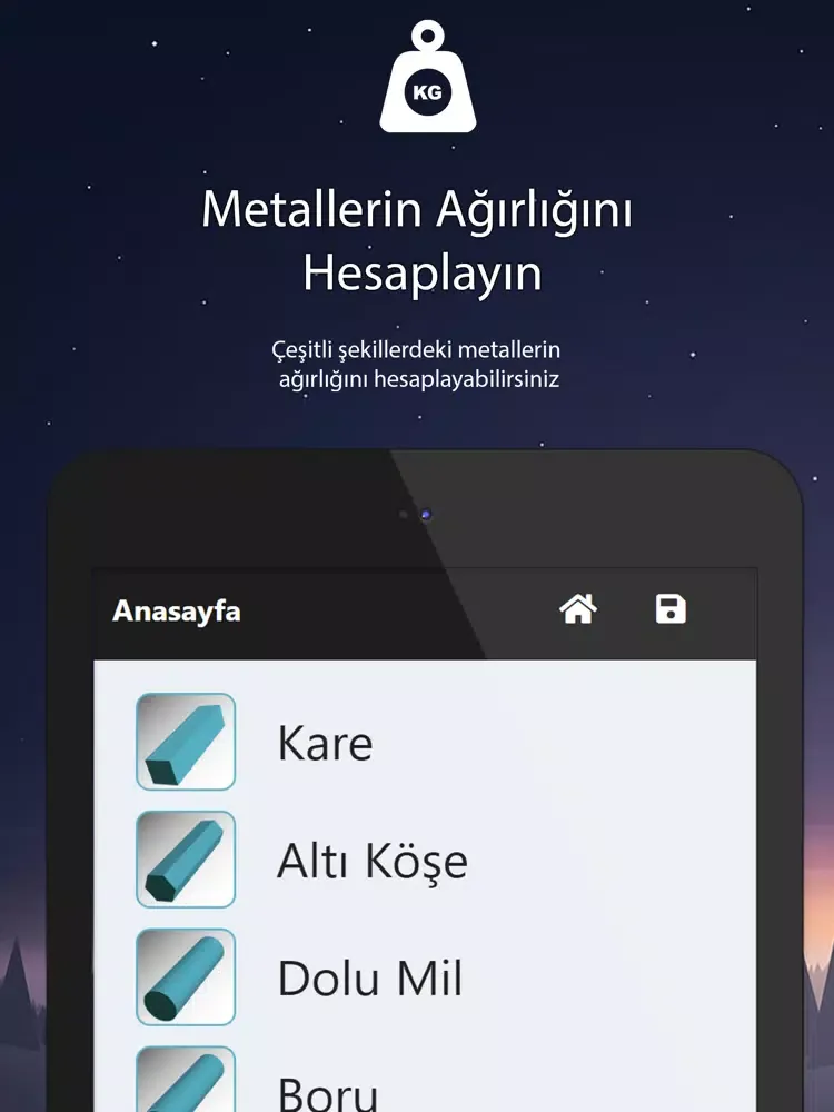 Tangkapan layar Ağırlık Hesaplama iPad 