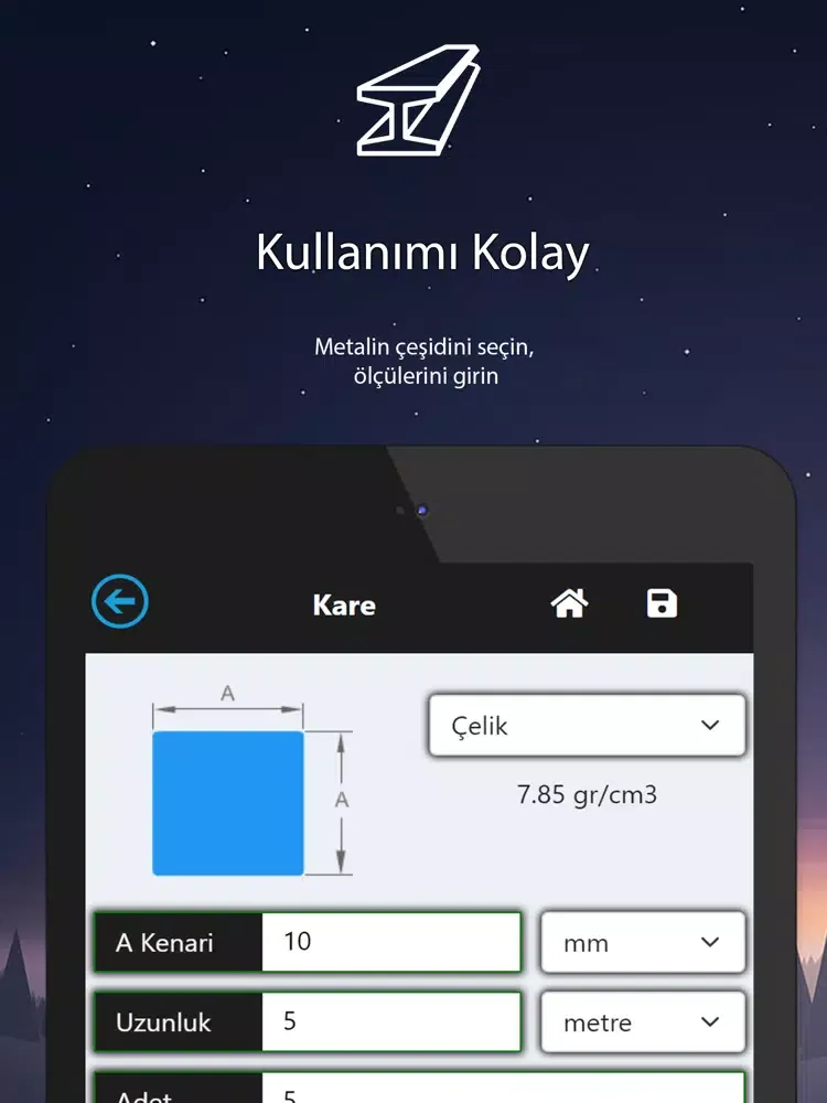 Tangkapan layar Ağırlık Hesaplama iPad 