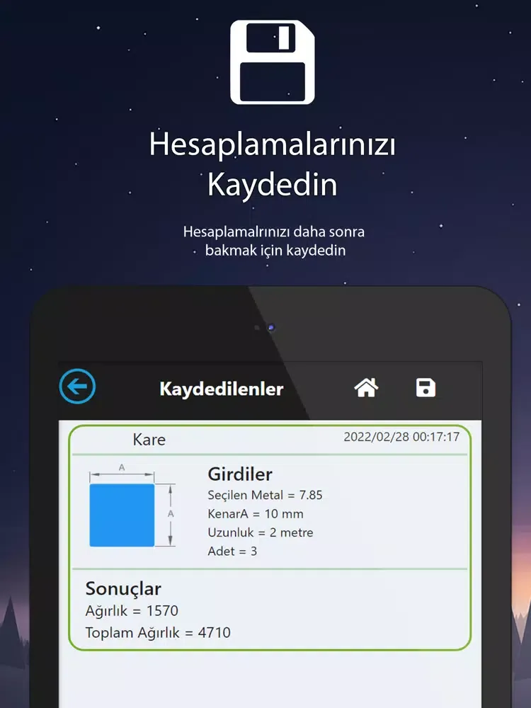 Tangkapan layar Ağırlık Hesaplama iPad 