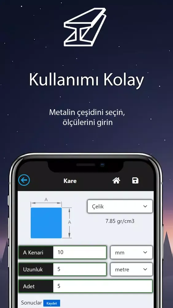 Tangkapan layar Ağırlık Hesaplama