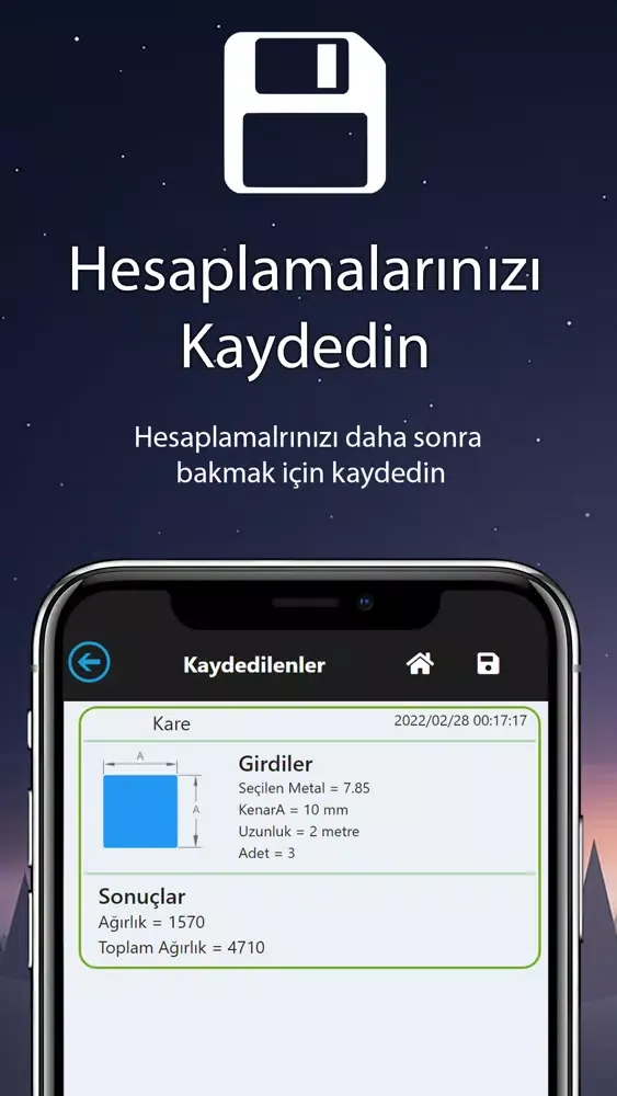 Tangkapan layar Ağırlık Hesaplama