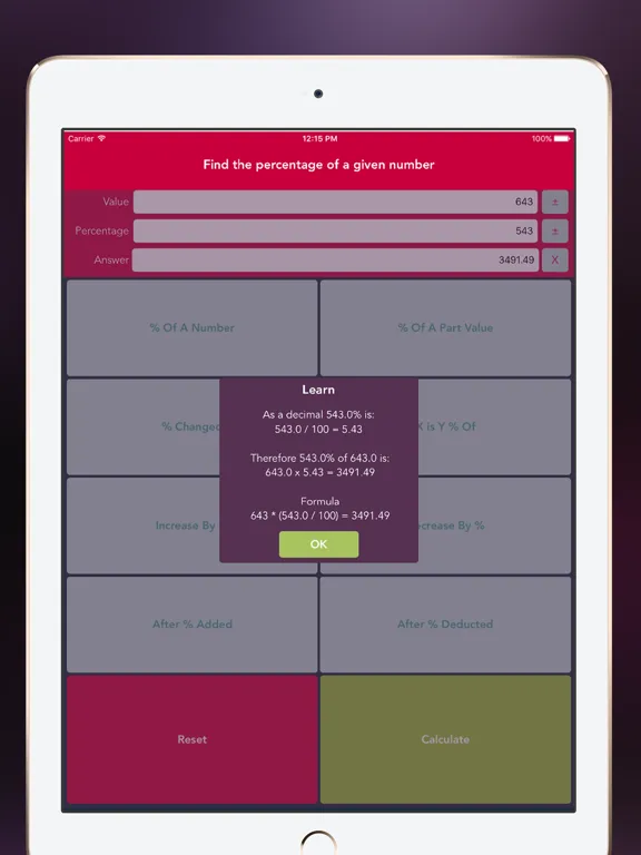 Tangkapan layar Percentage Calculator Free iPad 