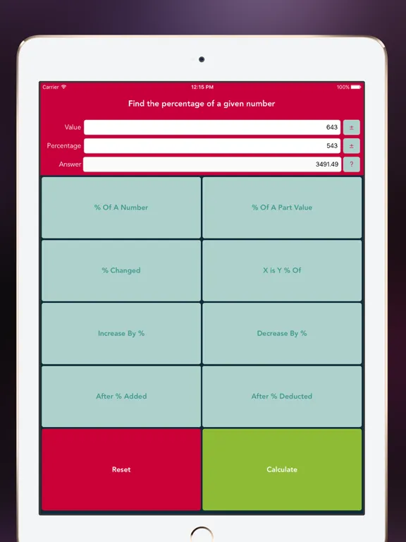 Tangkapan layar Percentage Calculator Free iPad 