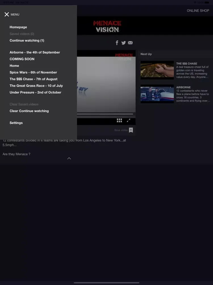 Ảnh chụp màn hình của MENACE VISION iPad 