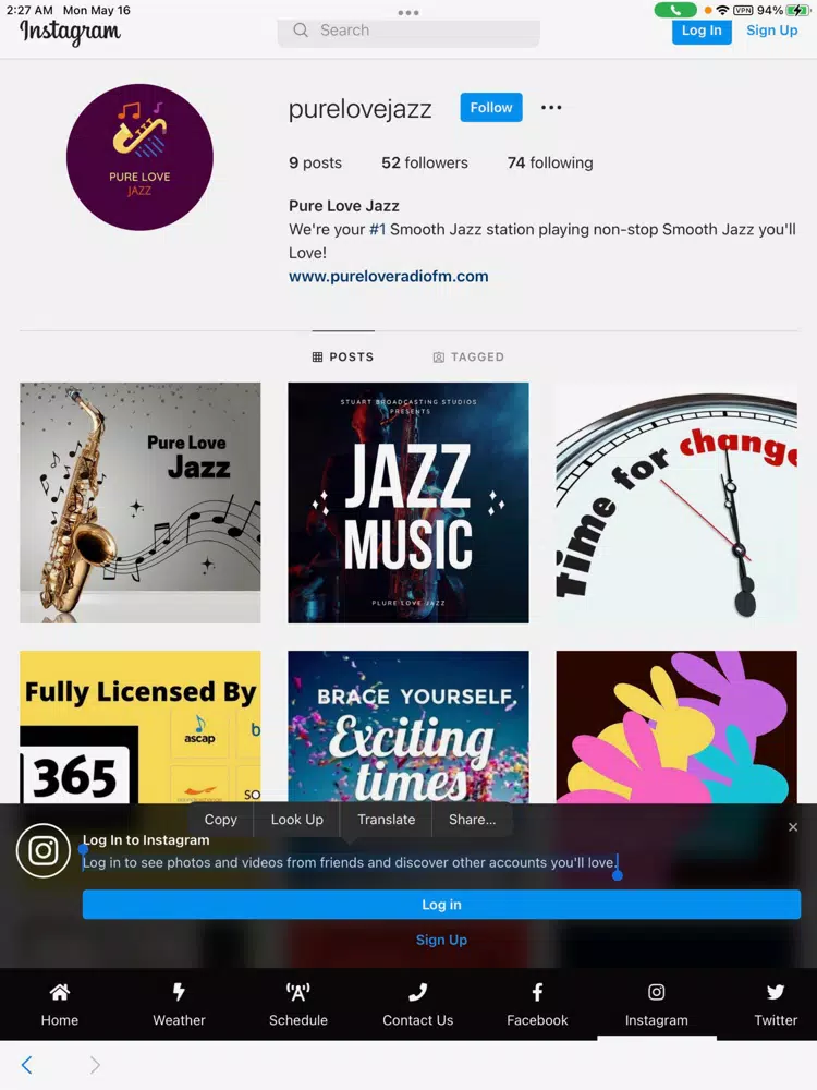 Tangkapan layar Pure Love Jazz iPad 