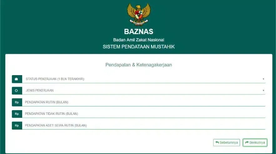 Скриншоты Sistem Pendataan Mustahik