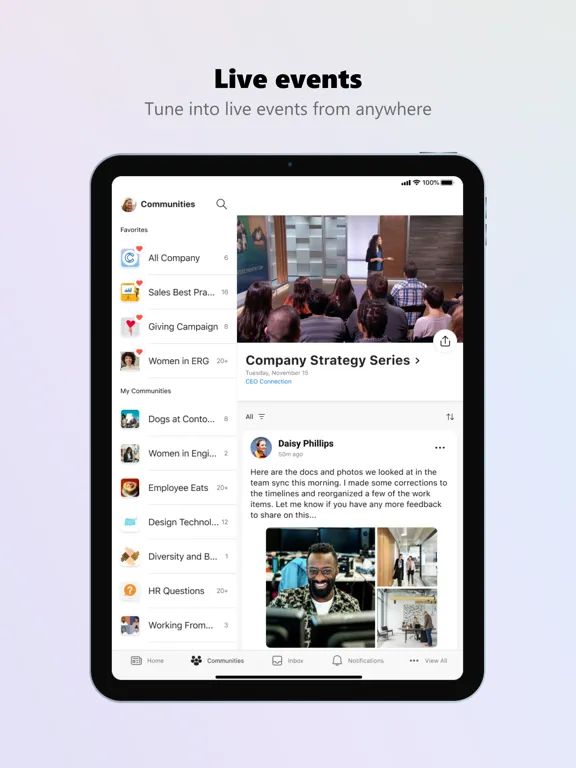 Zrzuty ekranu Viva Engage iPad 