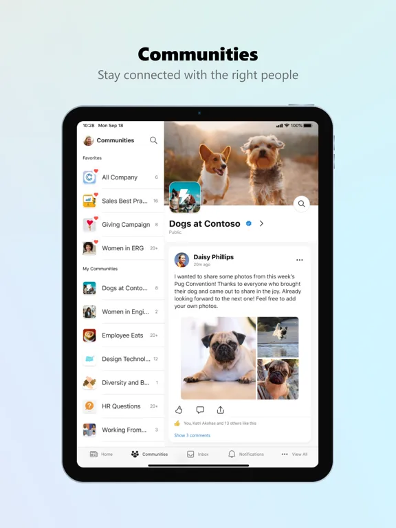 Zrzuty ekranu Viva Engage iPad 