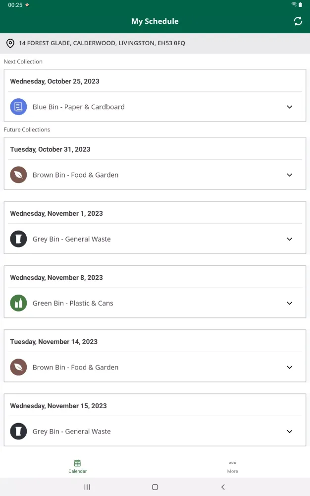 West Lothian Council Bins Screenshots